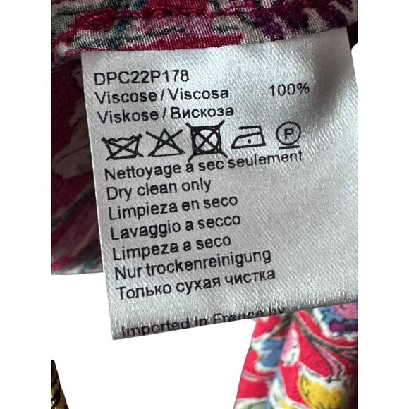 Gerard Darel Paris Floral Blouse 38 | Pink Viscose Button-Down Shirt - Picture 5 of 8